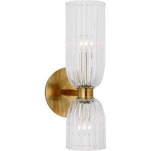 AERIN Asalea LED 6 inch Hand-Rubbed Antique Brass Double Bath Sconce Wall Light