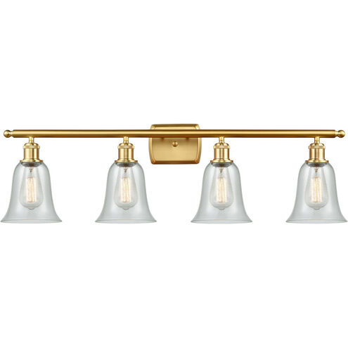Ballston Hanover 4 Light 36 inch Satin Gold Bath Vanity Light Wall Light in Fishnet Glass, Ballston