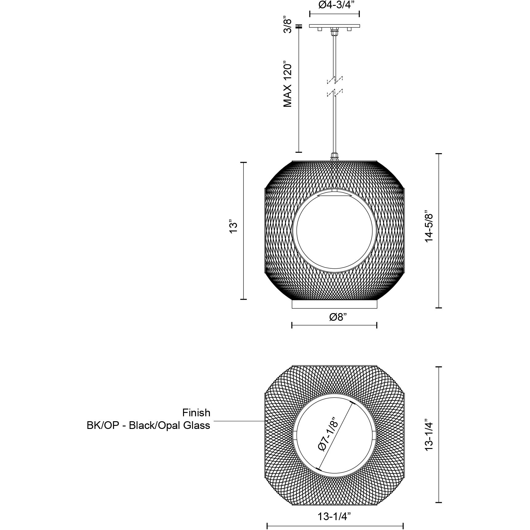 Kona 1 Light 13.25 inch Black Exterior Pendant