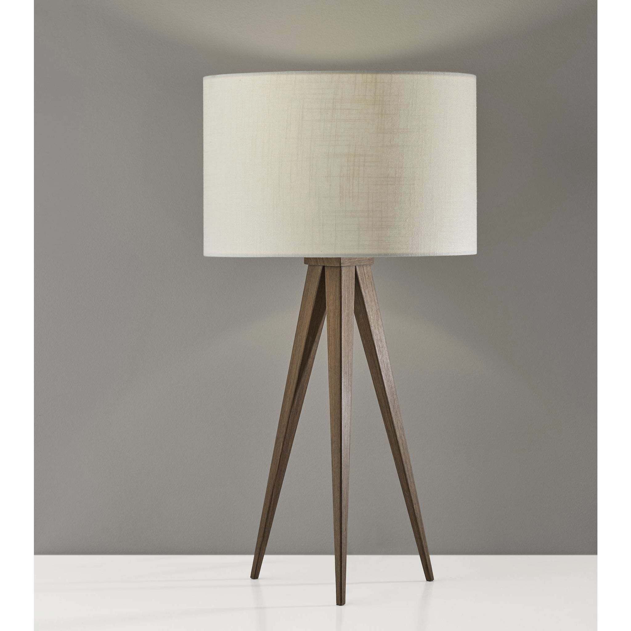 Director 26 inch 100.00 watt Metal with Rosewood Veneer Table Lamp Portable Light in Walnut