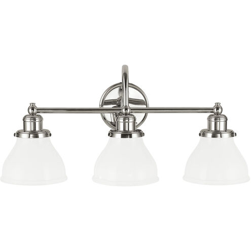 Baxter 3 Light 24 inch Polished Nickel Vanity Light Wall Light in Milk