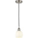 Edison White Venetian 1 Light 6 inch Brushed Satin Nickel Cord Hung Mini Pendant Ceiling Light