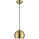 Stockton 1 Light 8 inch Antique Brass with Polished Brass Accents Mini Pendant Ceiling Light, Globe