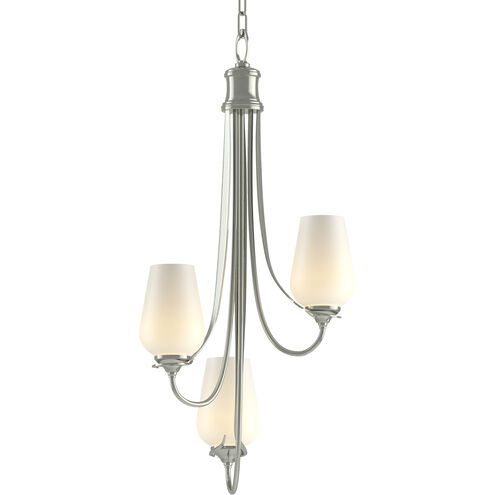 Flora 3 Light 15.8 inch Sterling Chandelier Ceiling Light in Opal, 3 Arm