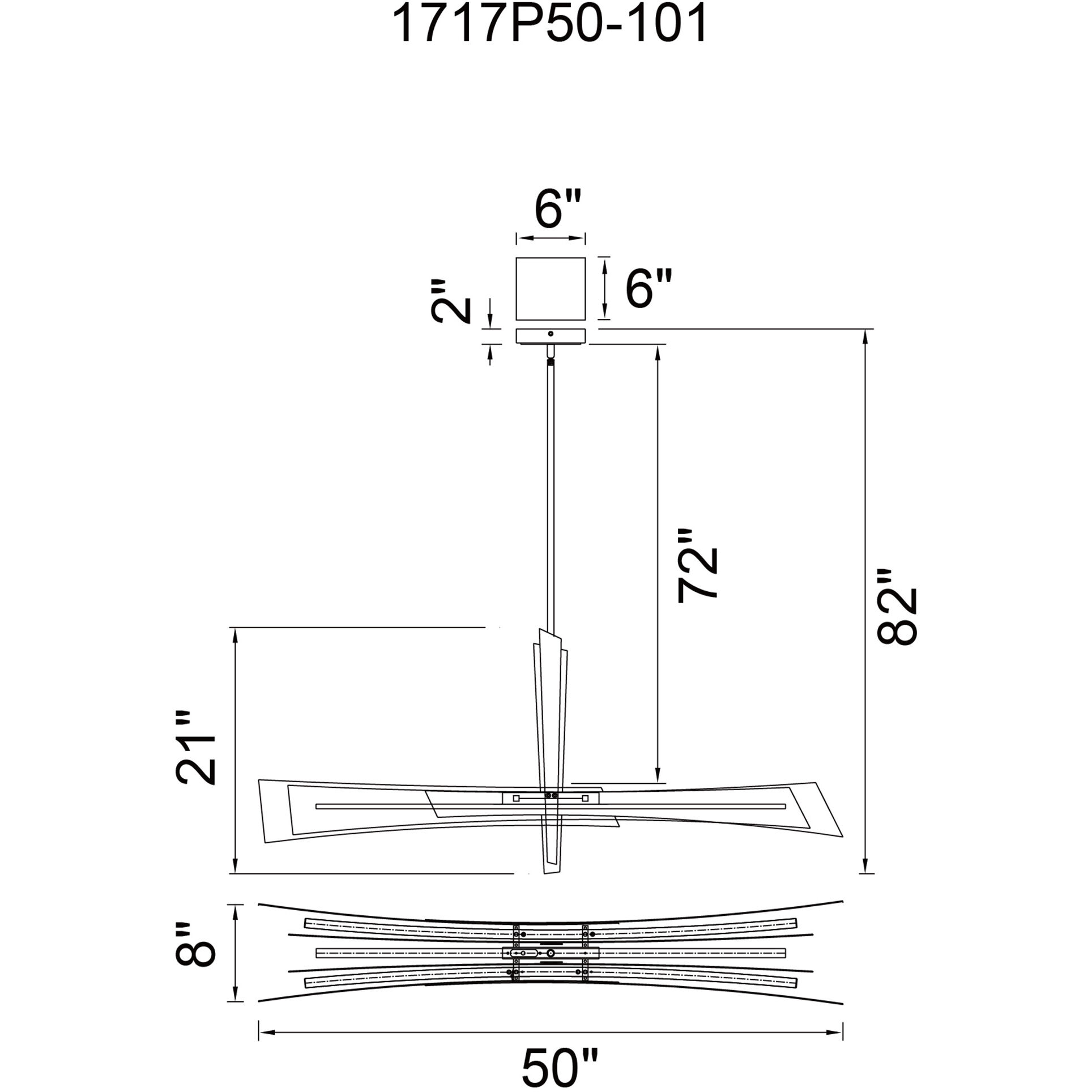 Solara LED 50 inch Black Chandelier Ceiling Light