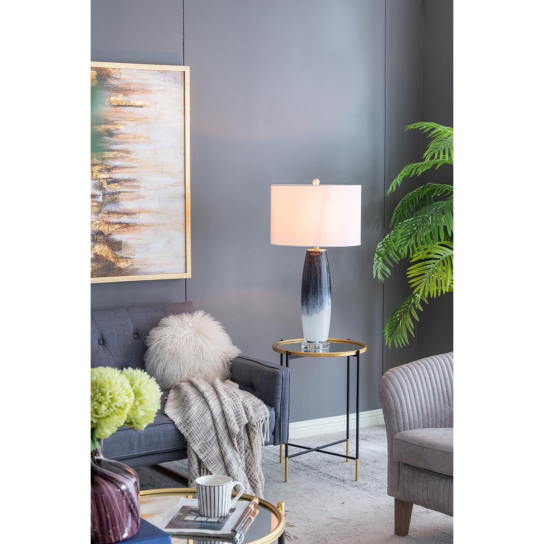 Ombre 28.3 inch 60 watt Grey/White Table Lamp Portable Light