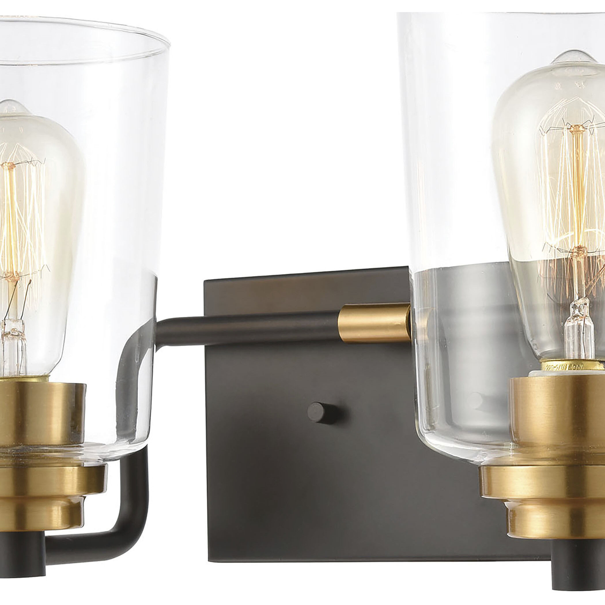 Robins Vanity Light Wall Light in Matte Black with Brushed Brass