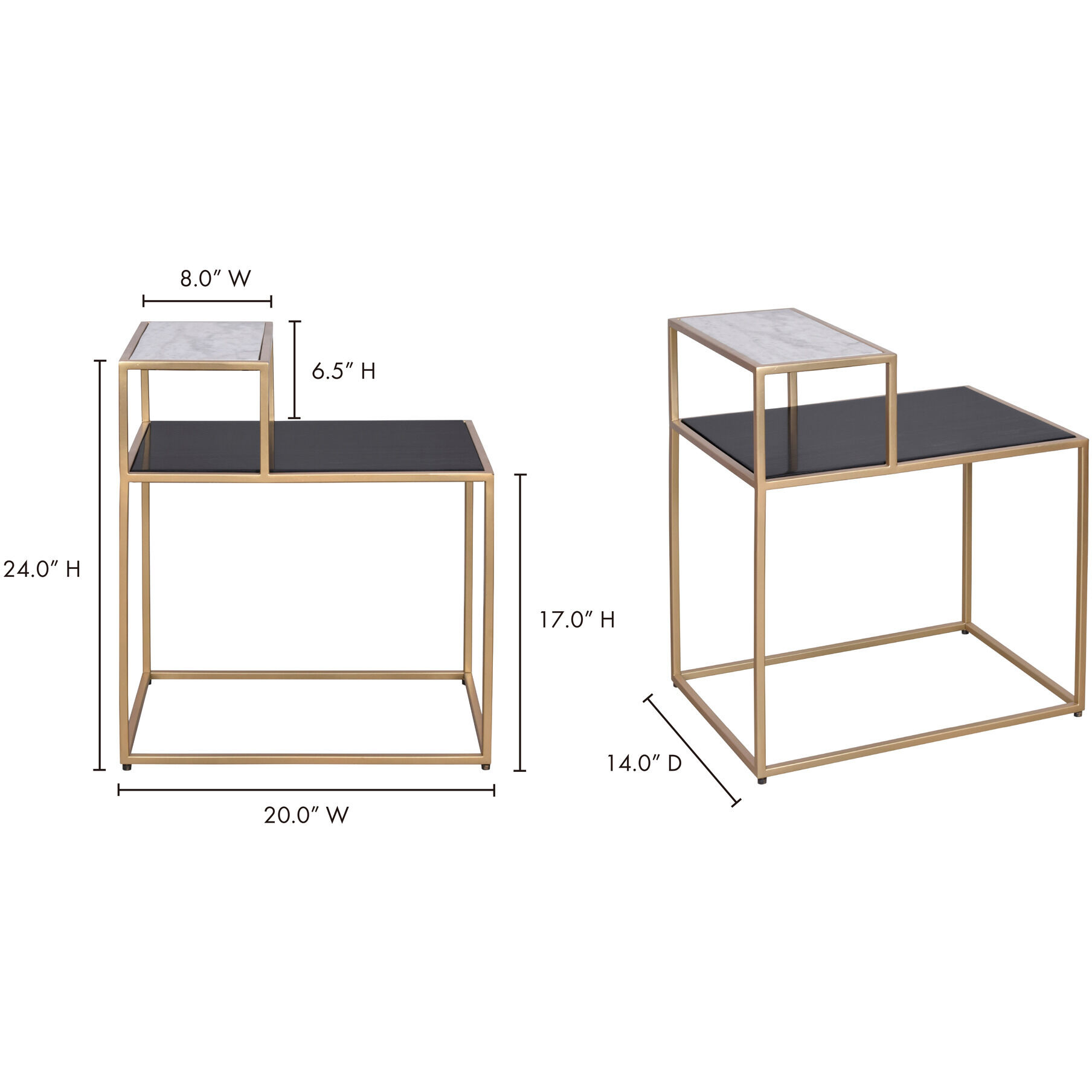 Mies 24 X 20 inch Gold End Table