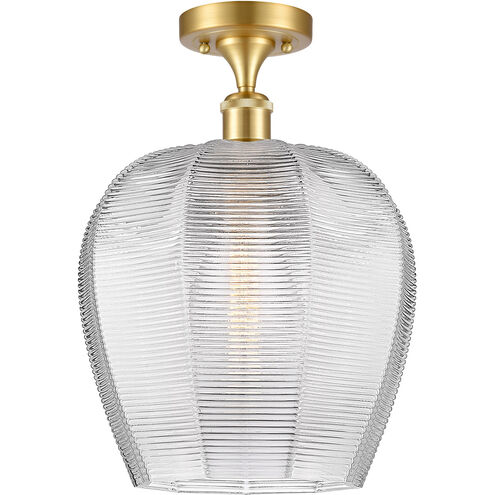Ballston Norfolk 1 Light 12 inch Satin Gold Semi-Flush Mount Ceiling Light in Clear Glass