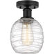 Edison Belfast 1 Light 6 inch Matte Black Semi-Flush Mount Ceiling Light in Deco Swirl Glass