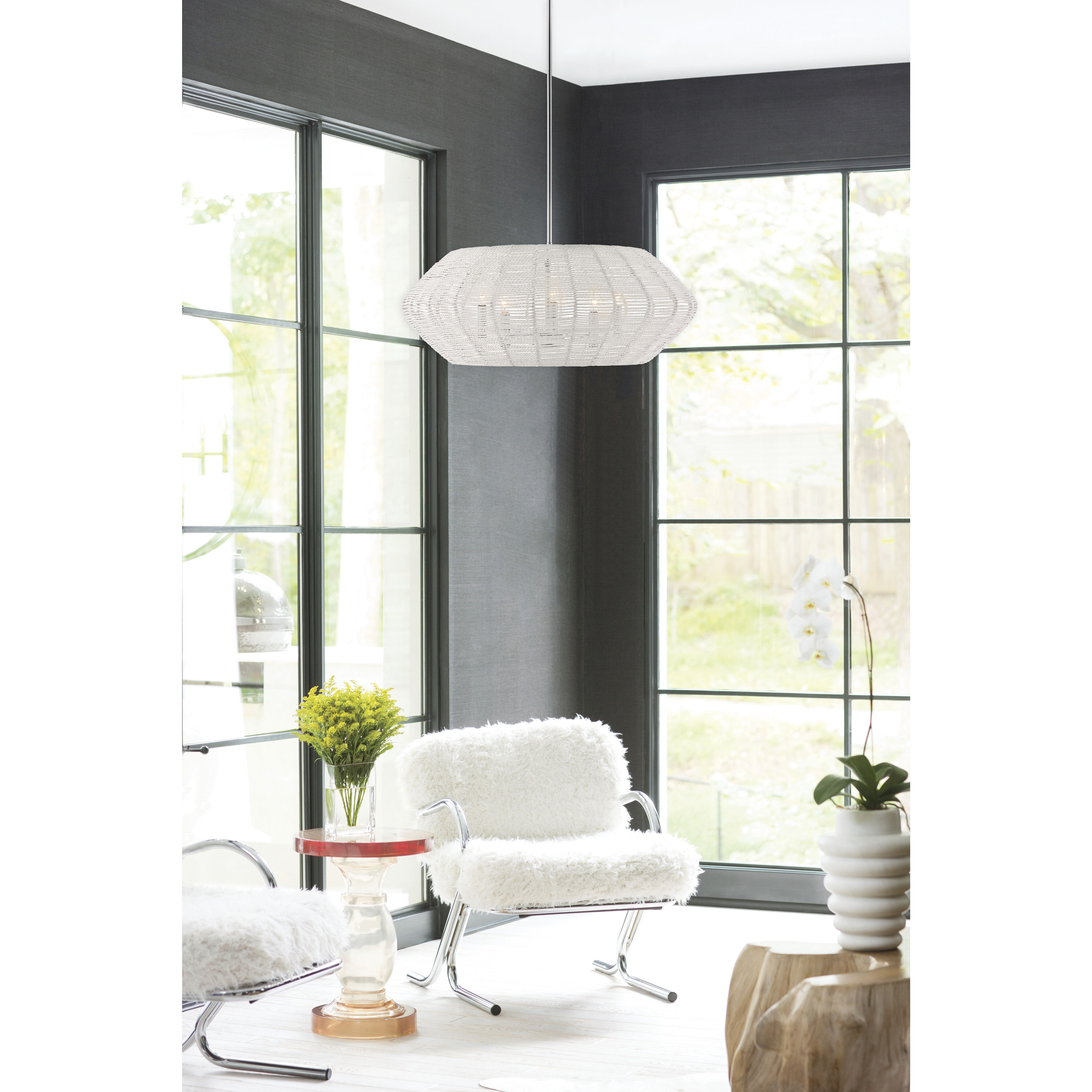 Lisa McDennon Luca 5 Light 28 inch Polished Chrome Indoor Chandelier Ceiling Light, Convertible to Semi-Flush