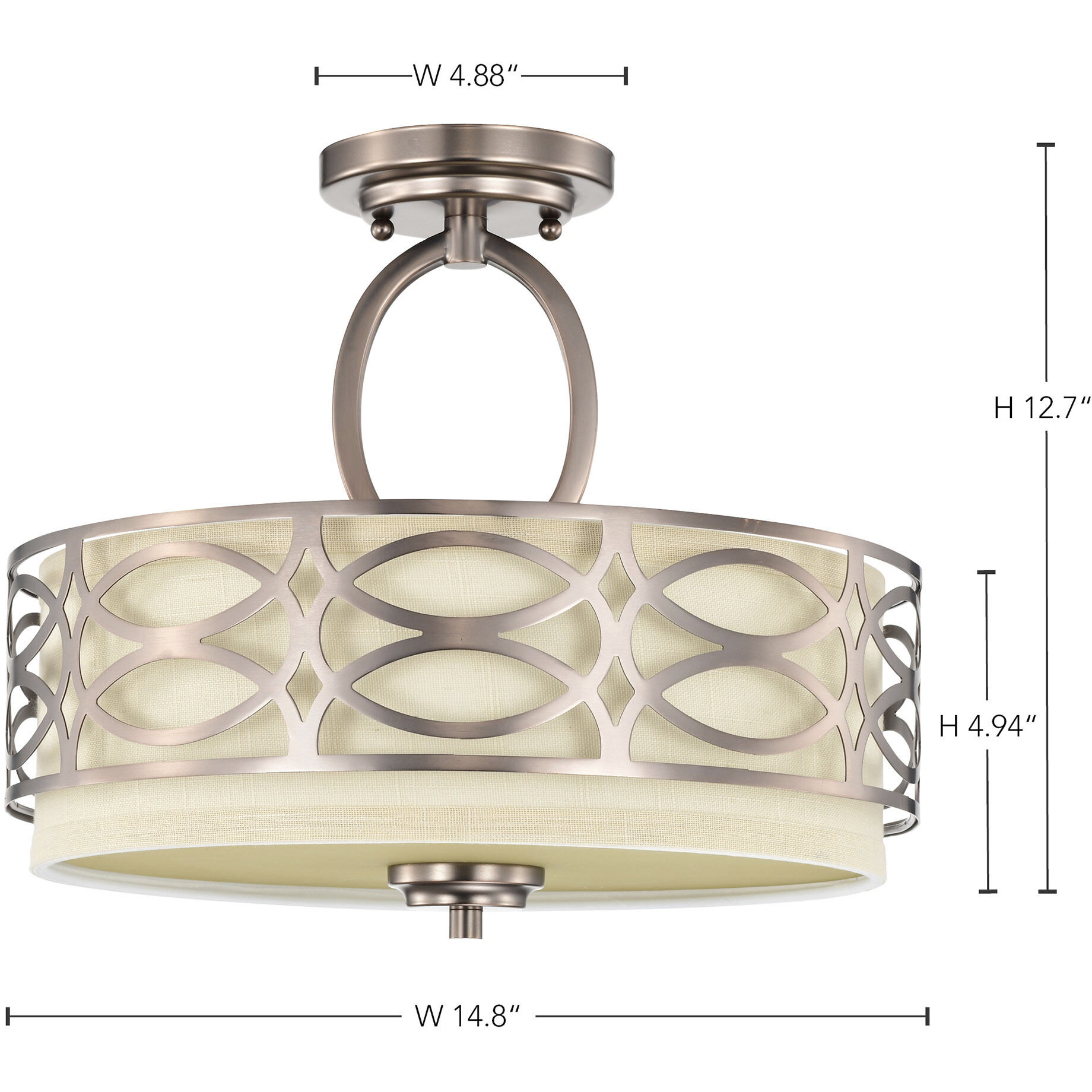 Harlow 3 Light 15 inch Hazel Bronze Semi Flush Mount Ceiling Light