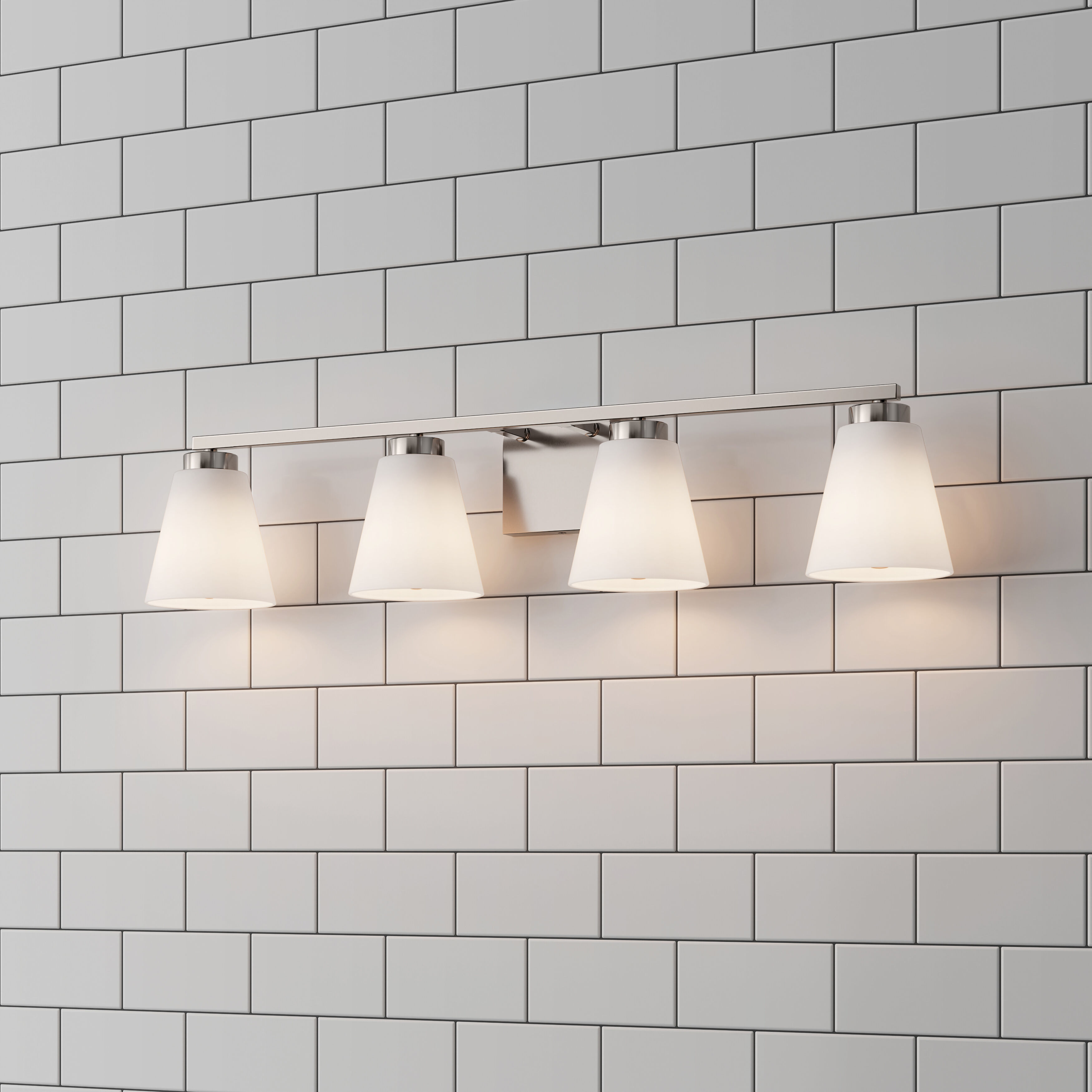 Strayhan 4 Light 31 inch Brushed Nickel Bathroom Vanity Light Wall Light