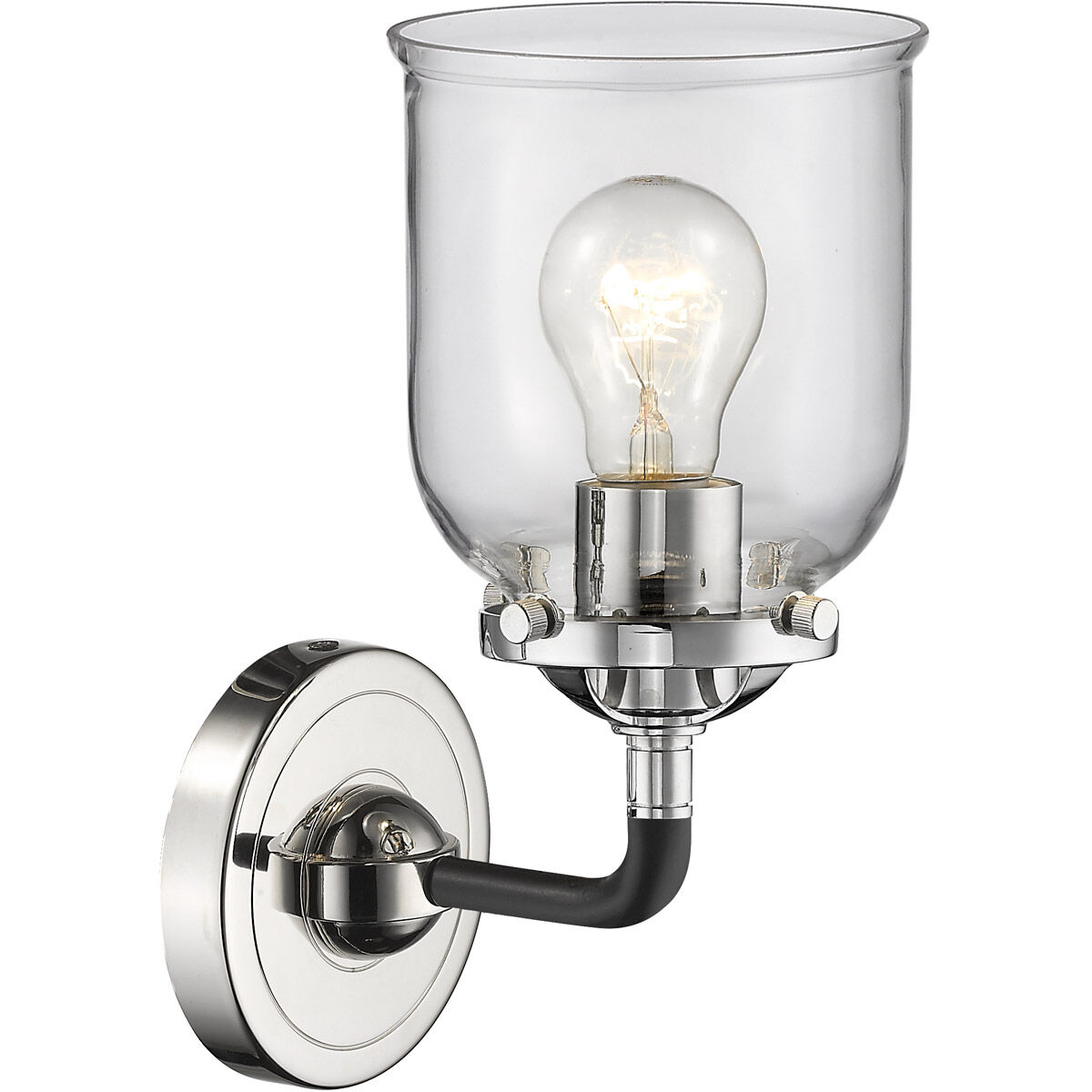 Nouveau Small Bell 1 Light 5 inch Black Polished Nickel Sconce Wall Light in Clear Glass, Nouveau