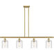 Ballston Cobbleskill 4 Light 48 inch Satin Gold Island Light Ceiling Light in Deco Swirl Glass