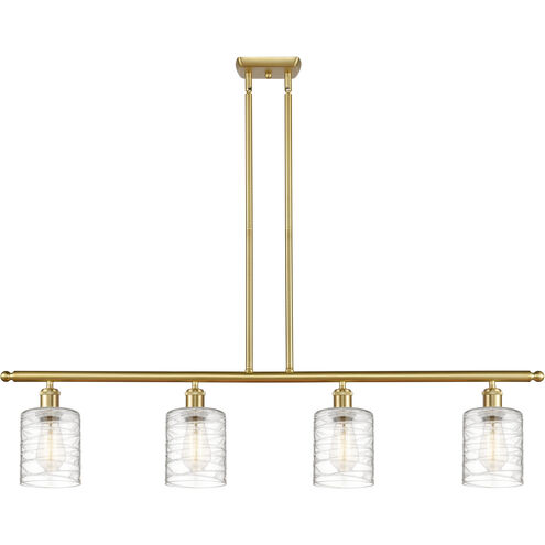 Ballston Cobbleskill 4 Light 48 inch Satin Gold Island Light Ceiling Light in Deco Swirl Glass