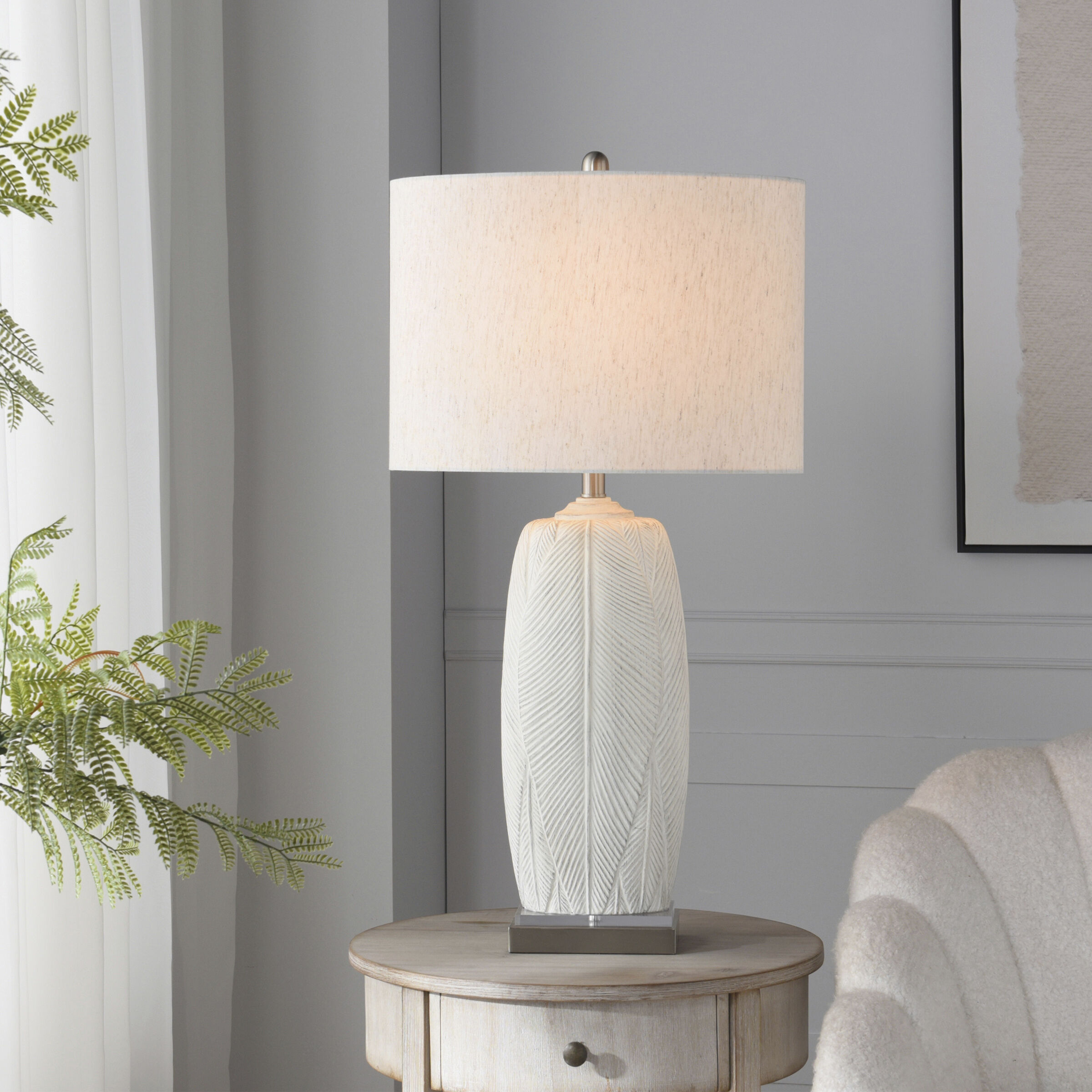 Poly 32.5 inch 100 watt Mali Silver Table Lamp Portable Light