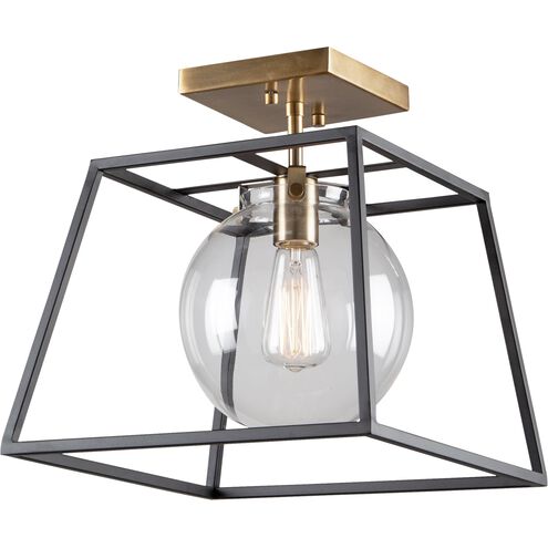 Bridgetown LED 10 inch Black and Harvest Brass Semi-Flush Mount Ceiling Light
