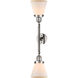 Franklin Restoration Small Cone 2 Light 16 inch Polished Nickel Bath Vanity Light Wall Light in Matte White Glass, Franklin Restoration