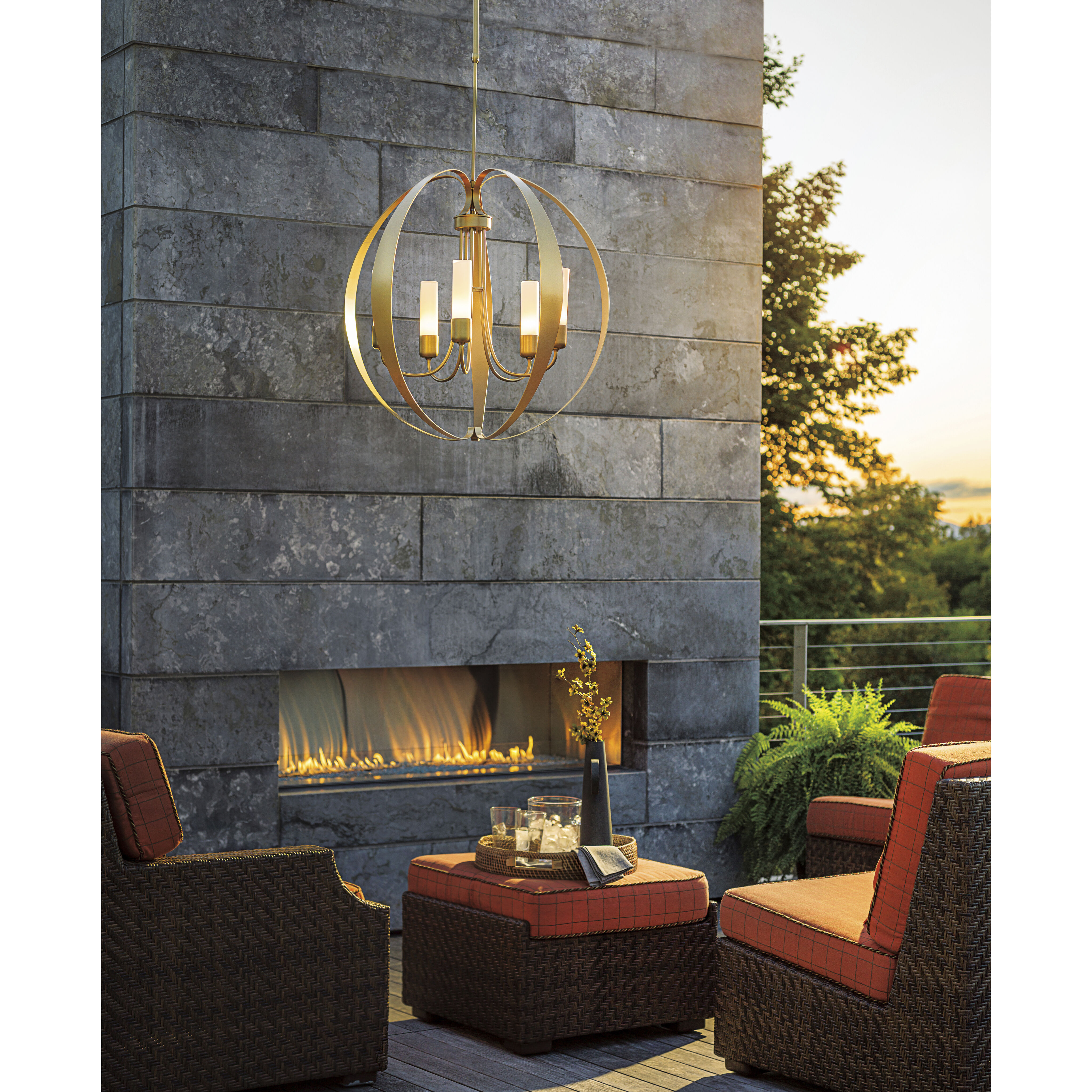 Pomme 5 Light 30.4 inch Coastal Dark Smoke Outdoor Pendant in Opal
