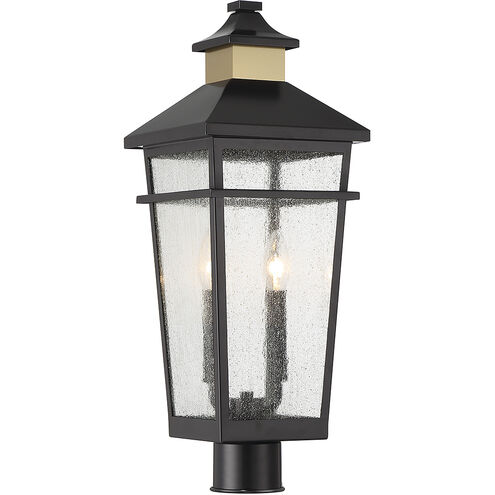 Kingsley 2 Light 22.5 inch Black with Warm Brass Accents Outdoor Post Lantern