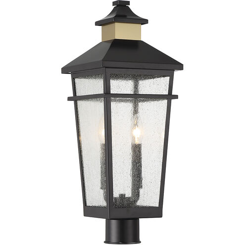 Kingsley 2 Light 22.5 inch Matte Black with Warm Brass Outdoor Post Lantern