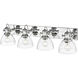 Hines 4 Light 34.5 inch Chrome Bath Vanity Light Wall Light in Seeded Glass