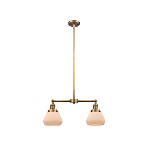 Franklin Restoration Fulton 2 Light 21 inch Brushed Brass Chandelier Ceiling Light in Matte White Glass, Franklin Restoration