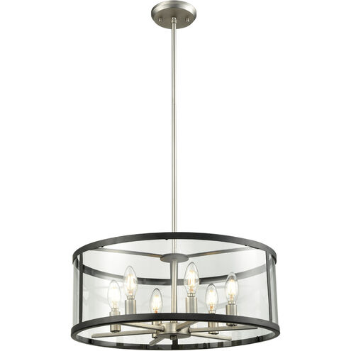 Downtown 6 Light 19 inch Buffed Nickel And Graphite Pendant Ceiling Light