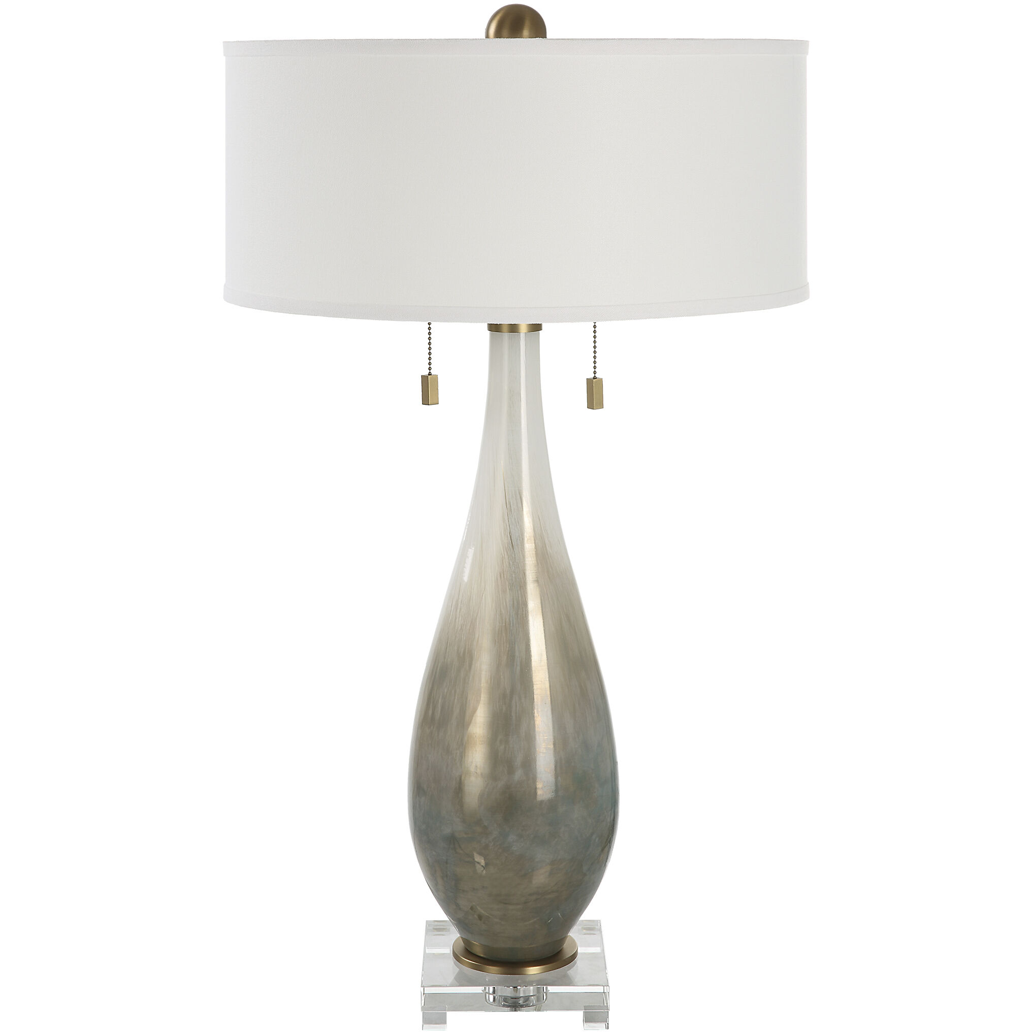 Cardoni 32.25 inch 60 watt White and Smoked Bronze with Brushed Brass Table Lamp Portable Light