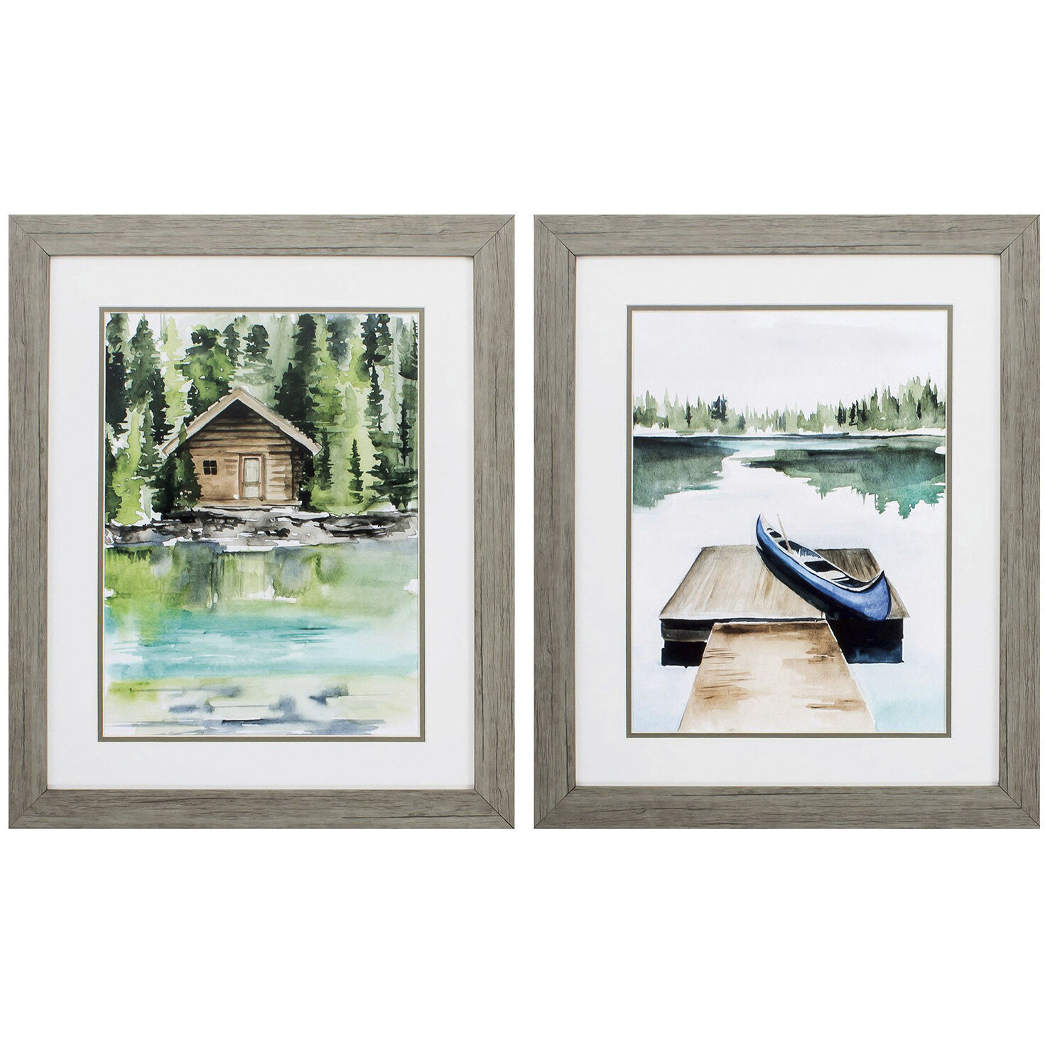 Waterside Green and Brown Framed Art, Propac