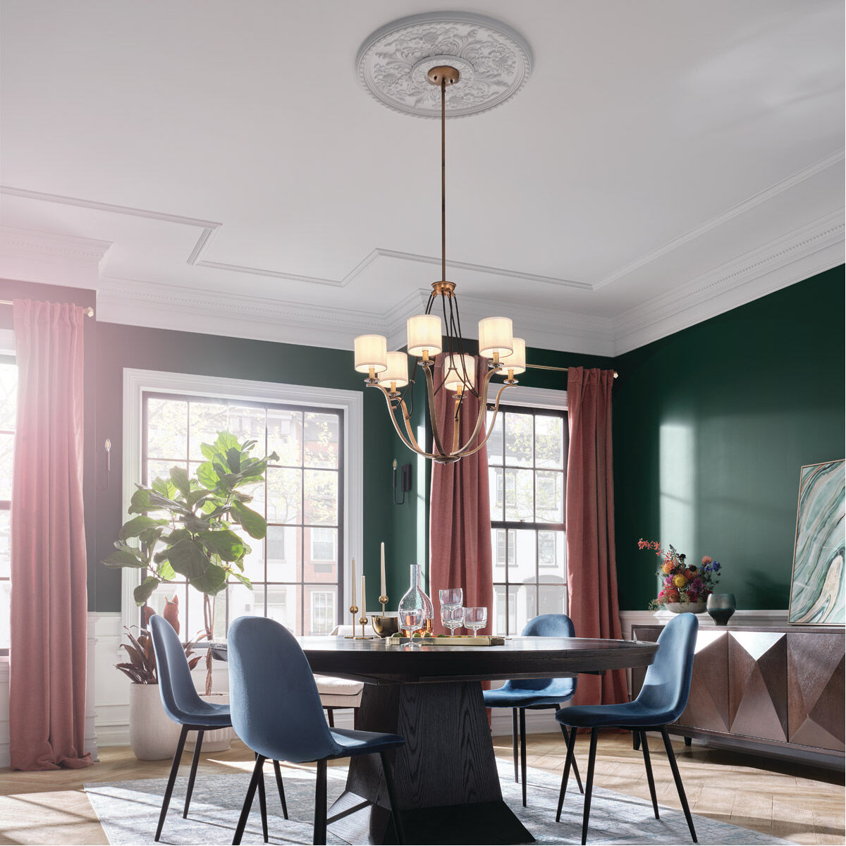 Thisbe 6 Light 28 inch Natural Brass Chandelier 1 Tier Medium Ceiling Light, 1 Tier Medium