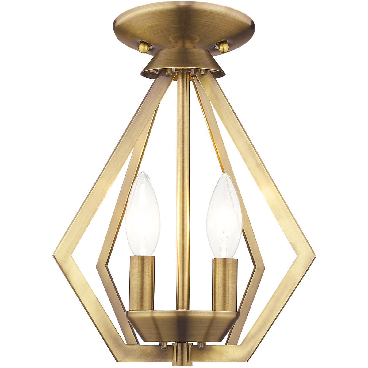 Prism 2 Light 11.25 inch Antique Brass Convertible Mini Chandelier/Ceiling Mount Ceiling Light