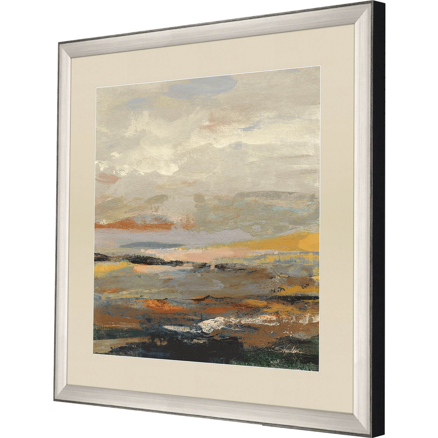 Warm Bay Orange and Beige and Rust and Yellow Framed Art