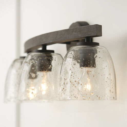 Clive 3 Light 24.5 inch Carbon Grey and Black Iron Vanity Light Wall Light