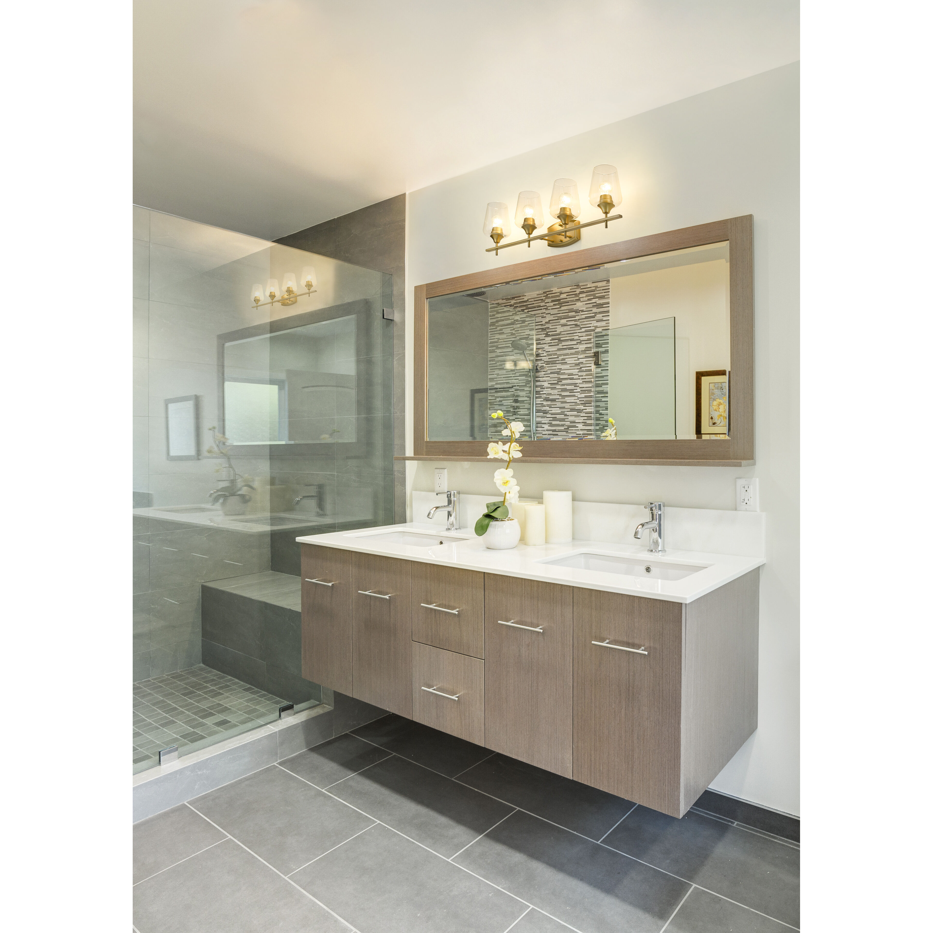 Joliet 4 Light 30 inch Olde Brass Vanity Wall Light