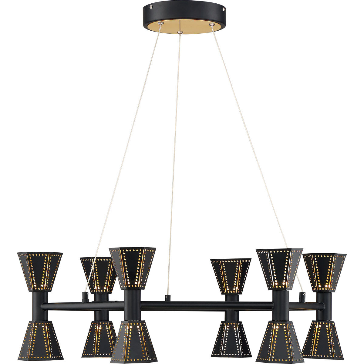 Houston LED 24 inch Black and Gold Chandelier Ceiling Light