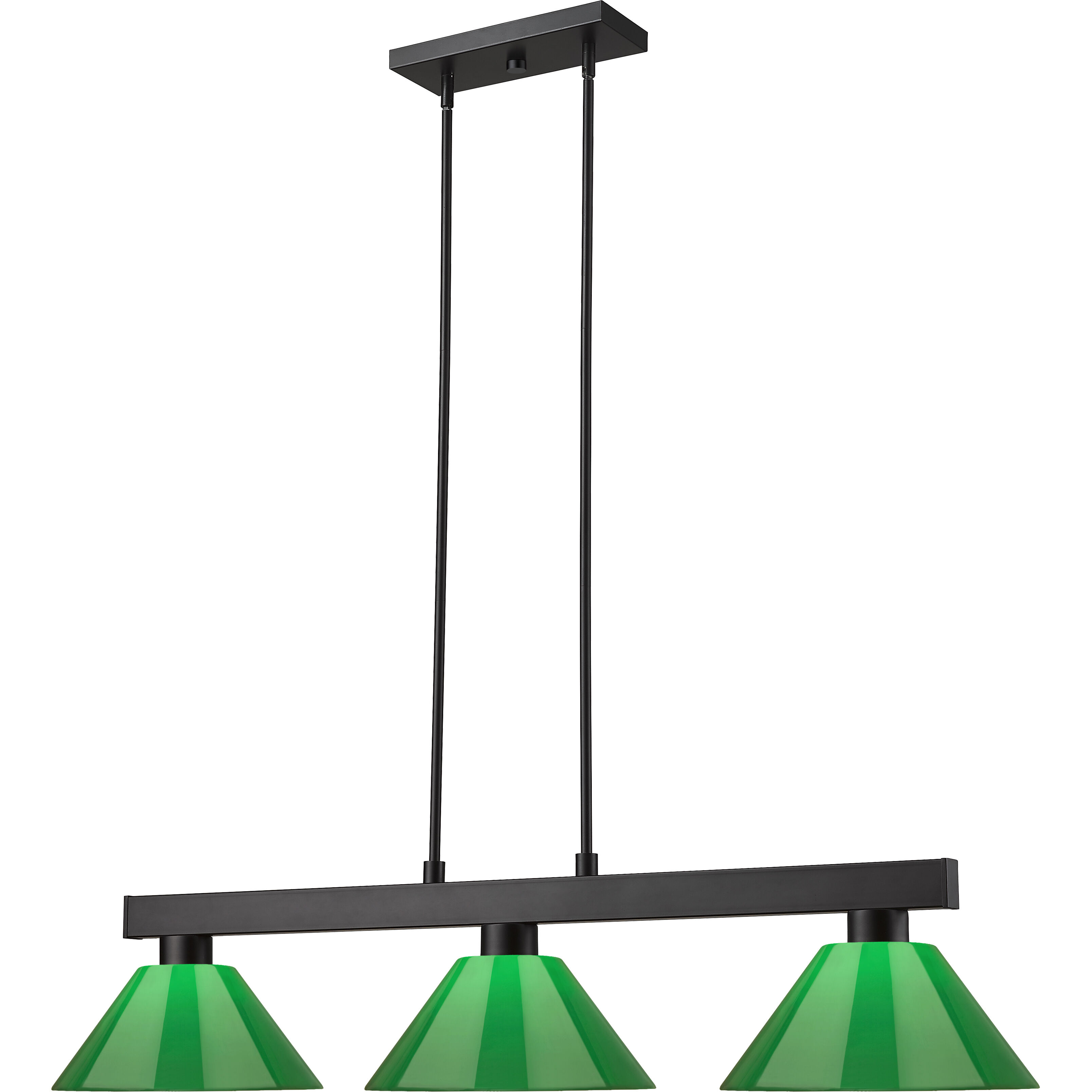 Cobalt 3 Light 46 inch Matte Black Billiard Ceiling Light in Green
