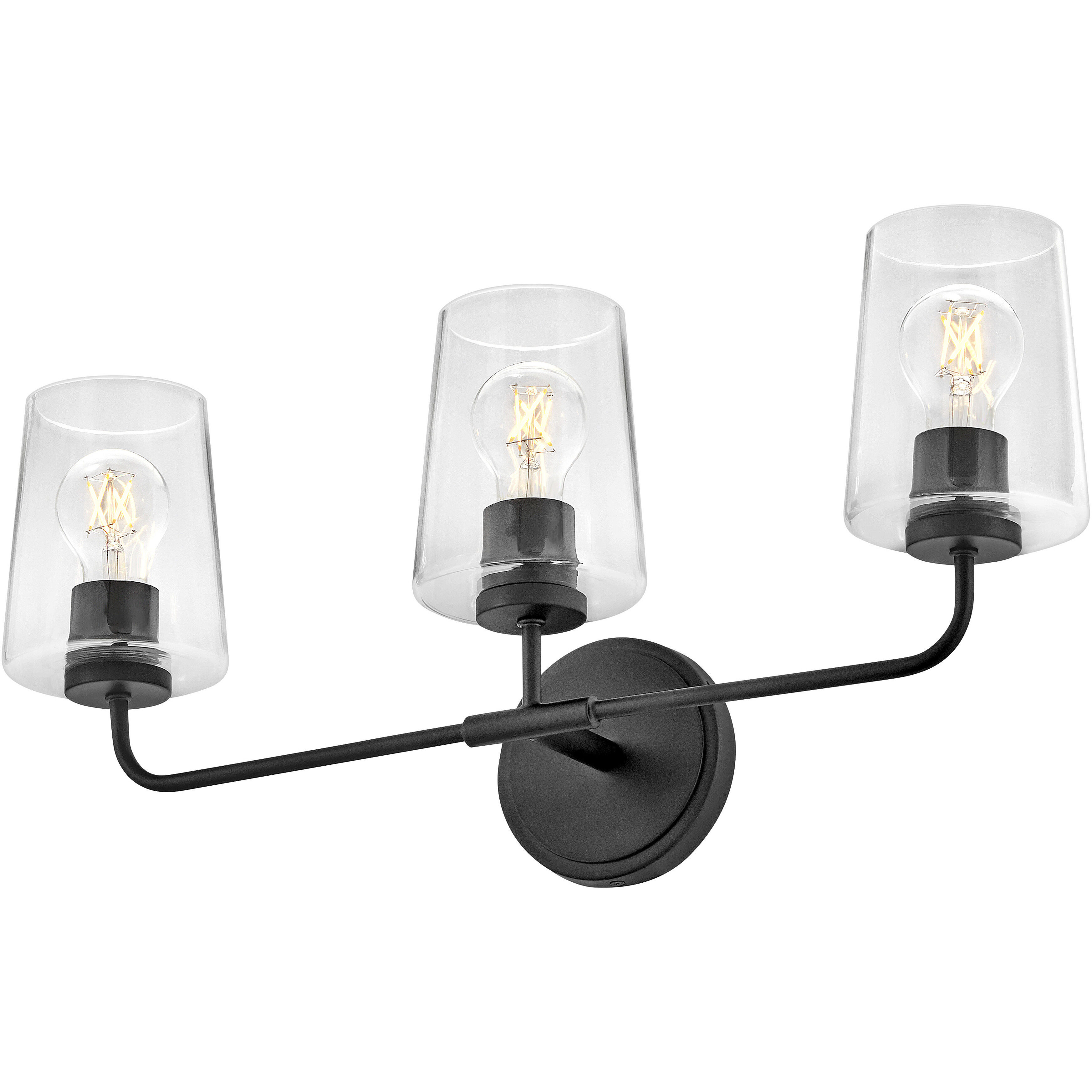 Kline 3 Light 23.75 inch Black Bath Wall Light in Clear