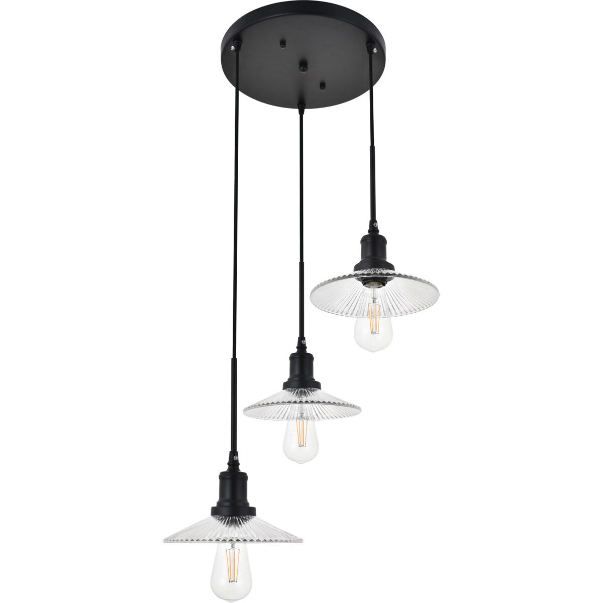 Waltz 3 Light 19 inch Black Pendant Ceiling Light