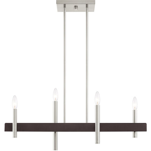 Denmark 4 Light 7 inch Brushed Nickel with Bronze Accents Chandelier Ceiling Light