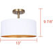 Rexton 2 Light 13 inch Matte White and Gold Semi-Flush Mount Ceiling Light