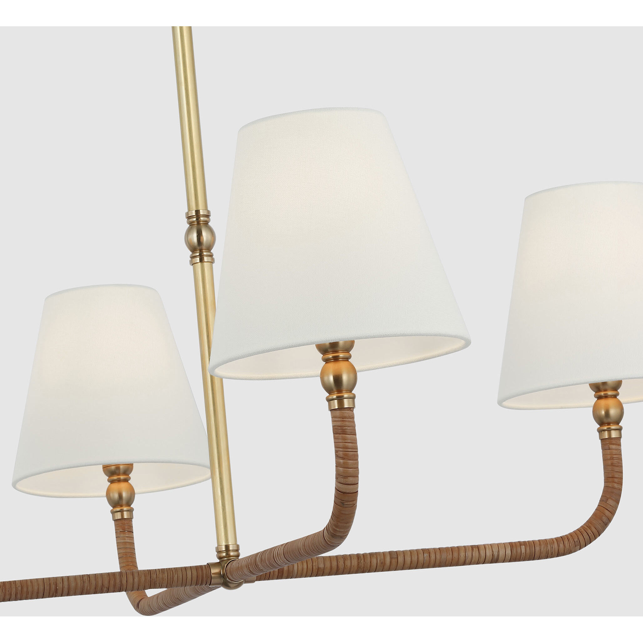 Chapman & Myers Basden LED 32 inch Antique-Burnished Brass and Natural Rattan Single Tier Chandelier Ceiling Light, Medium