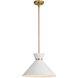 Racine 1 Light 15 inch Matte White and Natural Brass Pendant Ceiling Light
