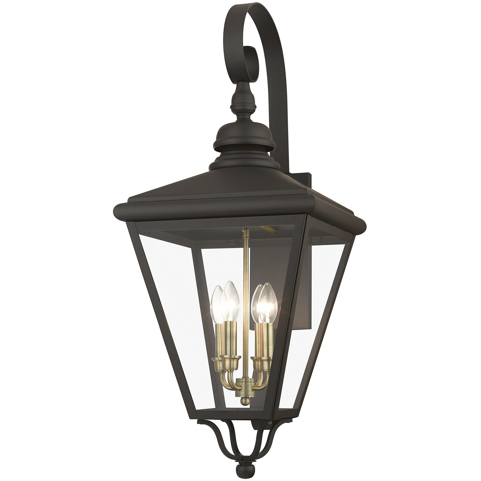 Adams 4 Light 14.25 inch Bronze with Antique Brass Finish Cluster Outdoor Extra Large Wall Lantern Wall Light