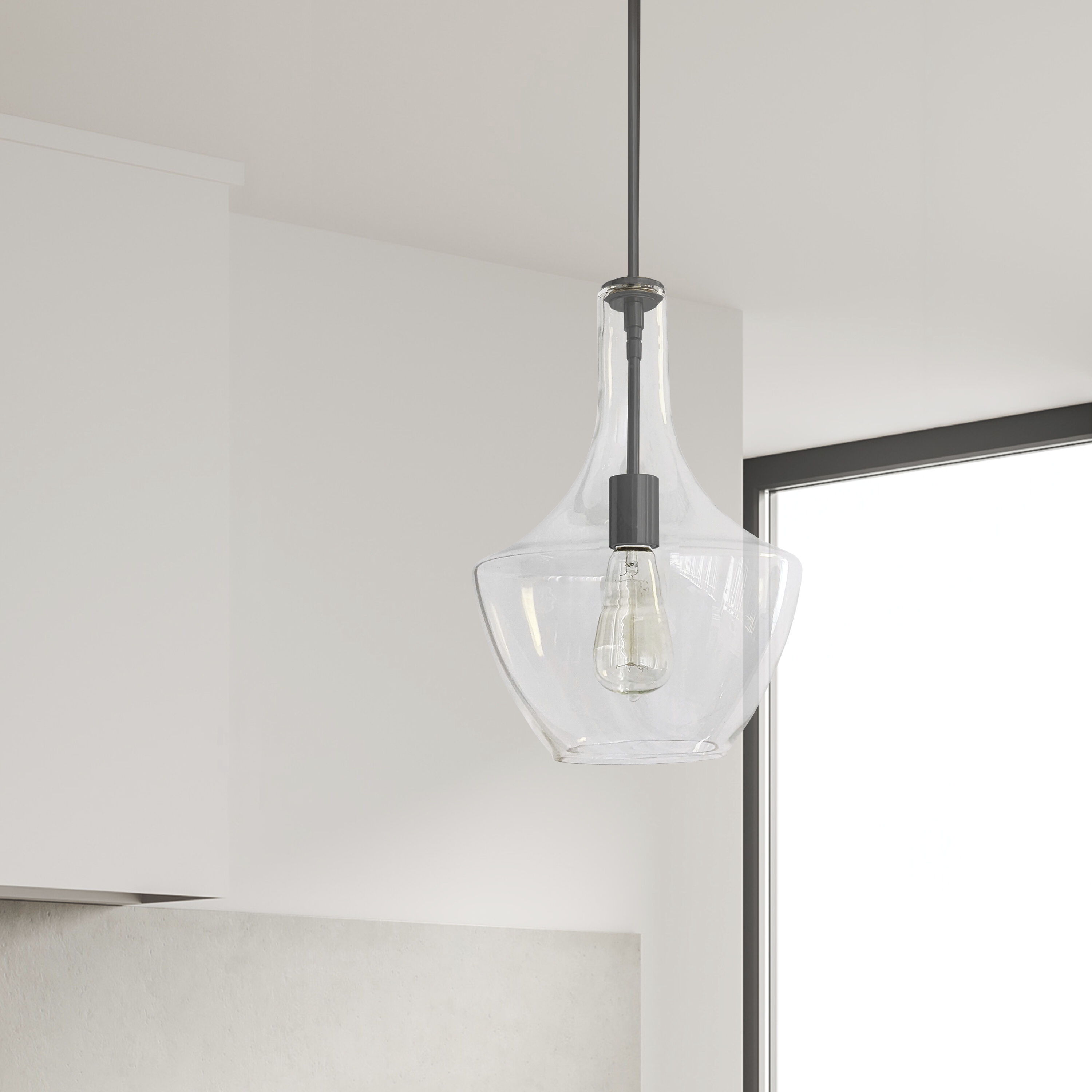 Petalite 1 Light 10.25 inch Matte Black Pendant Ceiling Light