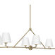 Xavier 6 Light 46 inch Vibrant Gold Linear Chandelier Ceiling Light in Vibrant Gold and White