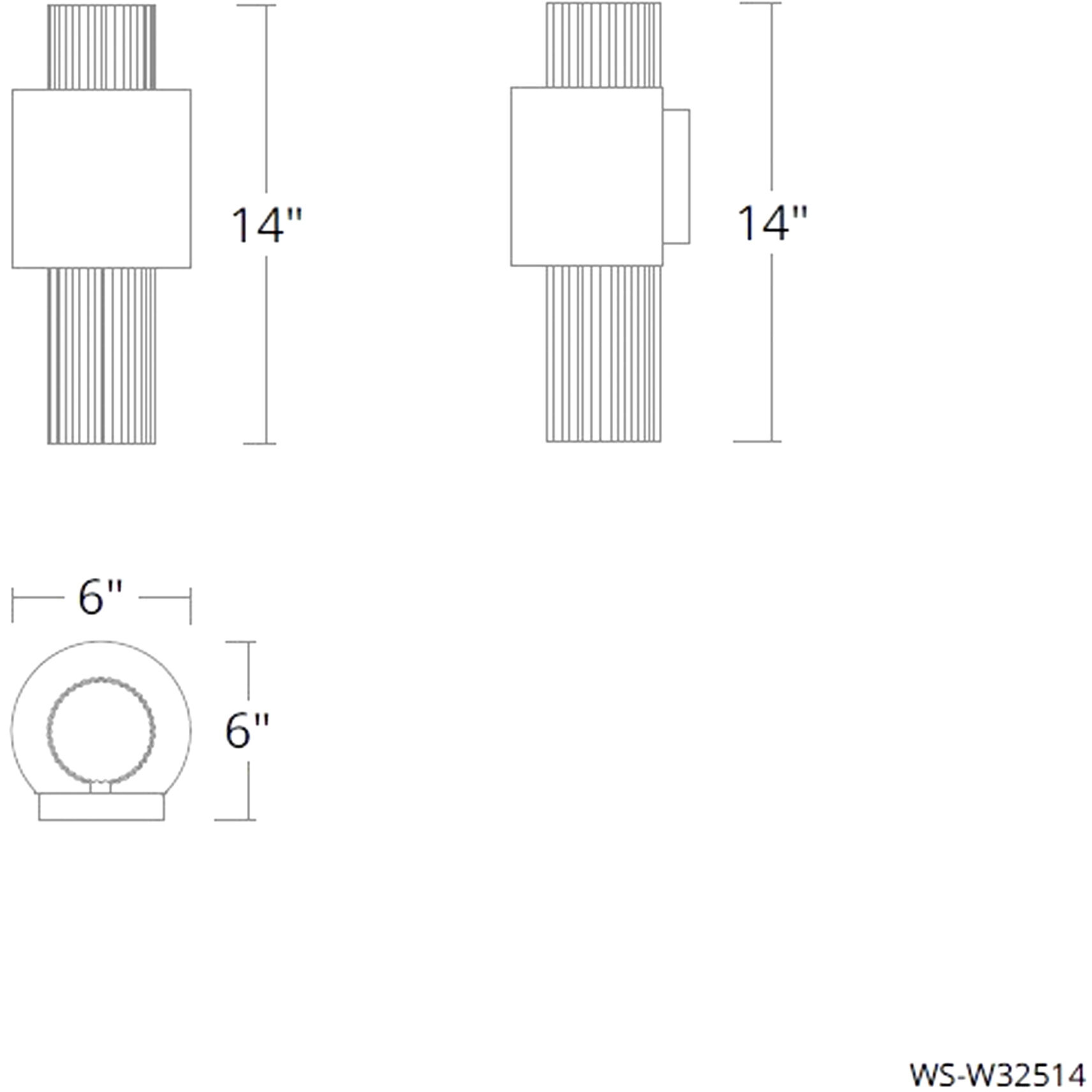 Piston LED 14 inch Black Outdoor Wall Light in 4000K, dweLED
