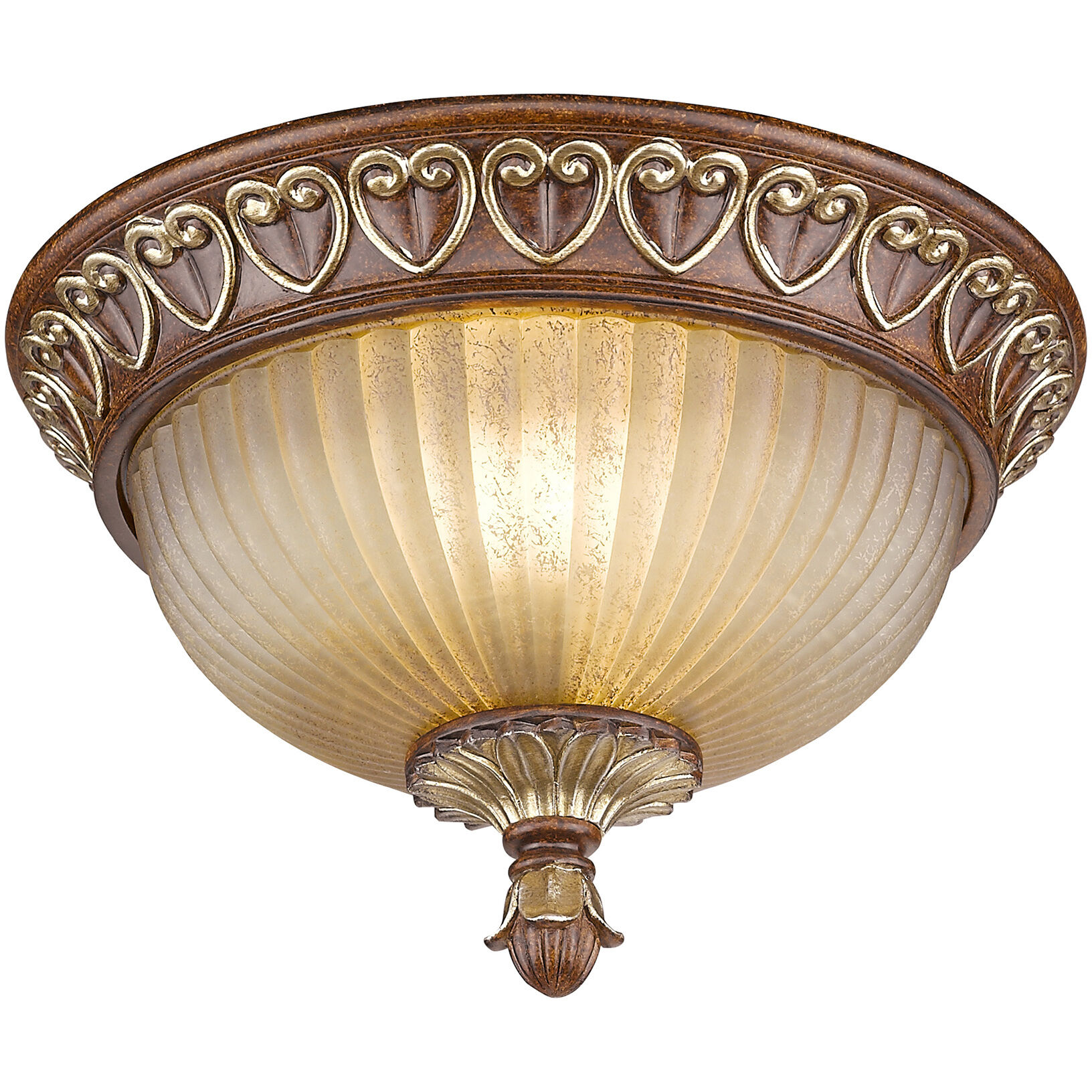 Villa Verona 2 Light 11 inch Verona Bronze with Aged Gold Leaf Accents Flush Mount Ceiling Light