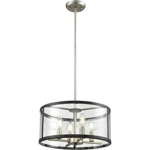 Downtown 4 Light 15.75 inch Buffed Nickel And Graphite Pendant Ceiling Light
